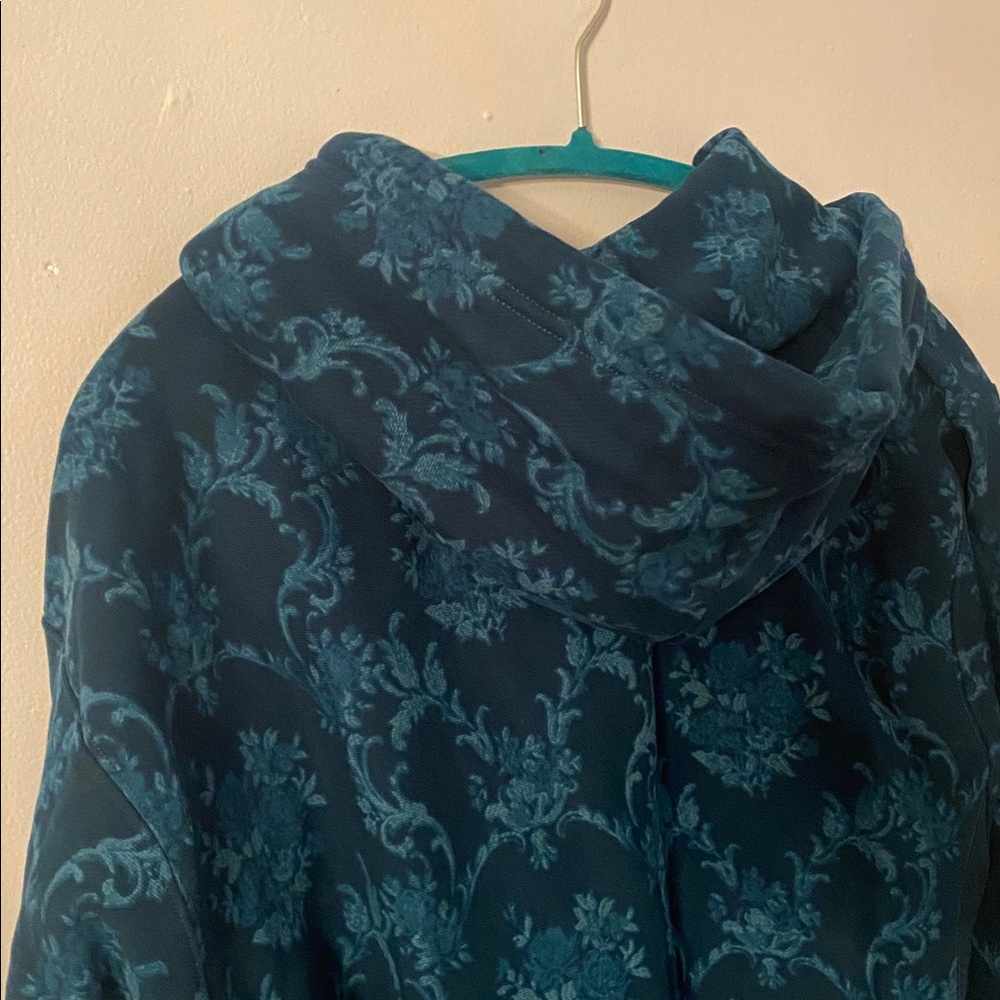 Champion Teal Patterned Hoodie Reverse Weave Medium Hoodie - Picture 4 of 7